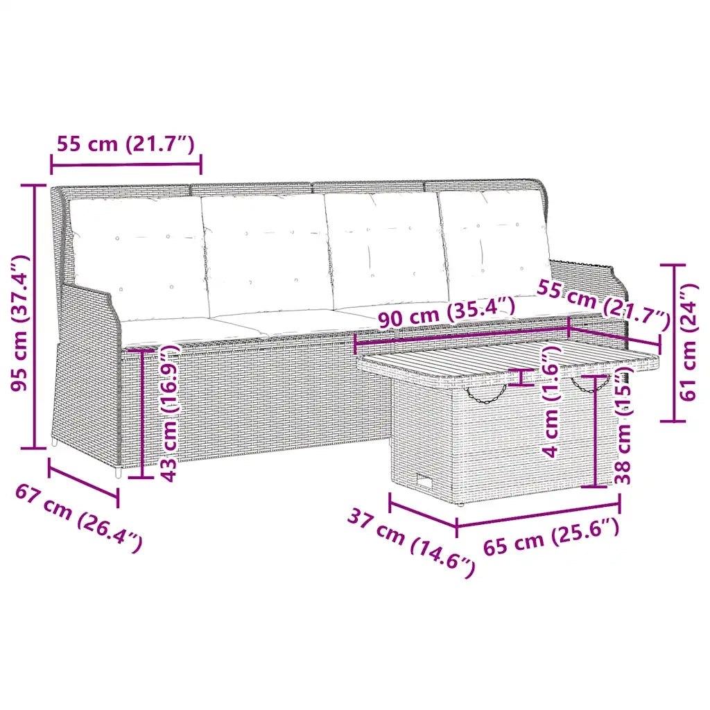 vidaXL Set Divani da Giardino 3 pz con Cuscini in Polyrattan Beige