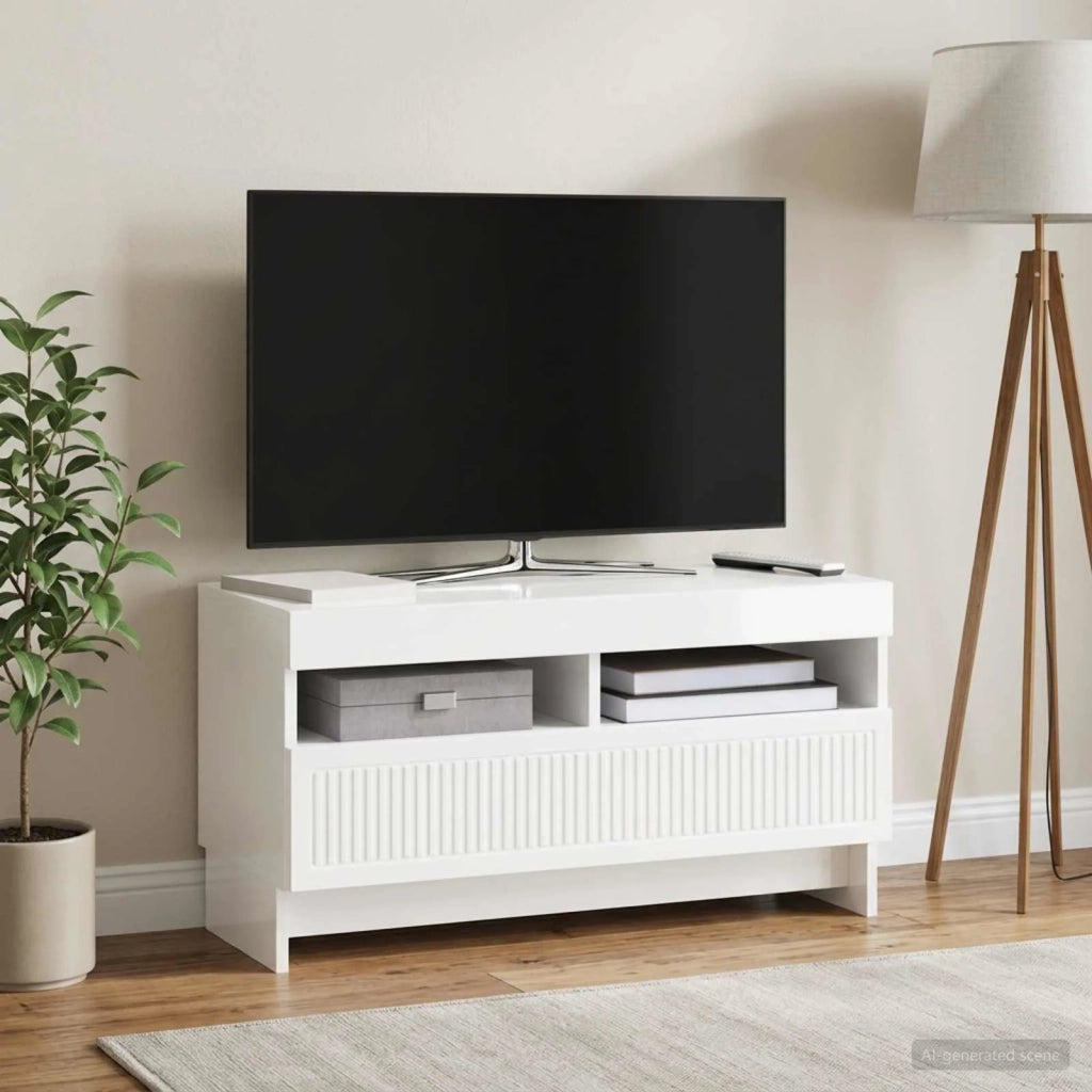 Mobile TV LED Bianco Lucido Legno ingegnerizzato 896119