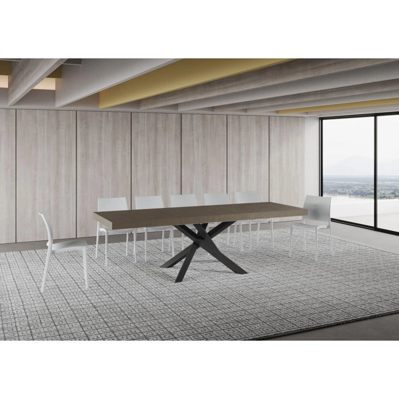 Tavolo allungabile 160/420x90 cm Volantis Premium telaio Antracite - Tortora