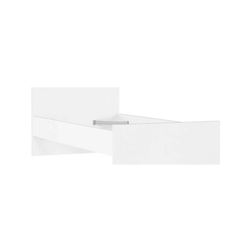Assar, Letto Singolo Dimensione Materasso 90x190 cm, Bianco Lucido