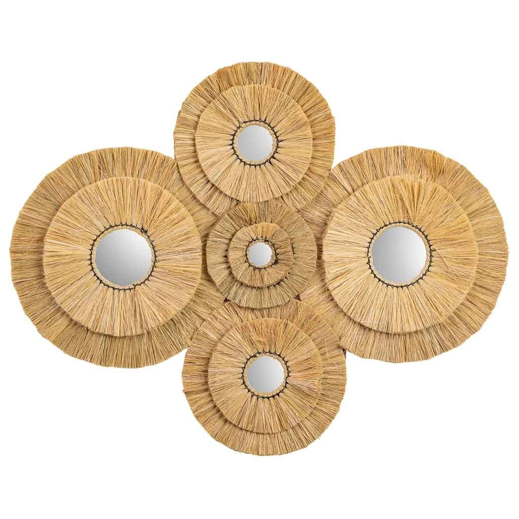 Specchio in fibra naturale marrone 97x77x3h