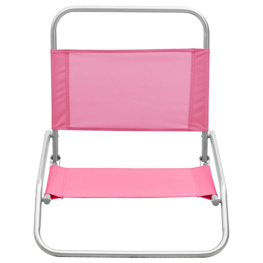 Sedie da Spiaggia Pieghevoli 2 pz Rosa in Tessuto 310372