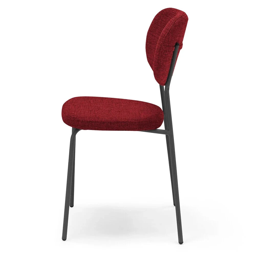 Set 2 sedie da pranzo imbottite VANESSA, 100 % MADE IN ITALY, design moderno, gambe coniche robuste in metallo, schienale e seduta rivestiti con tessuto idrorepellente strutturato colore Rosso
