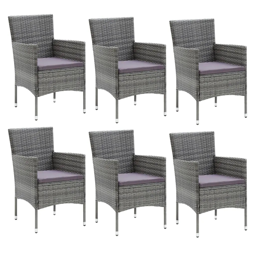 Set da Pranzo da Giardino 7 pz con Cuscini in Polyrattan Grigio 3094983