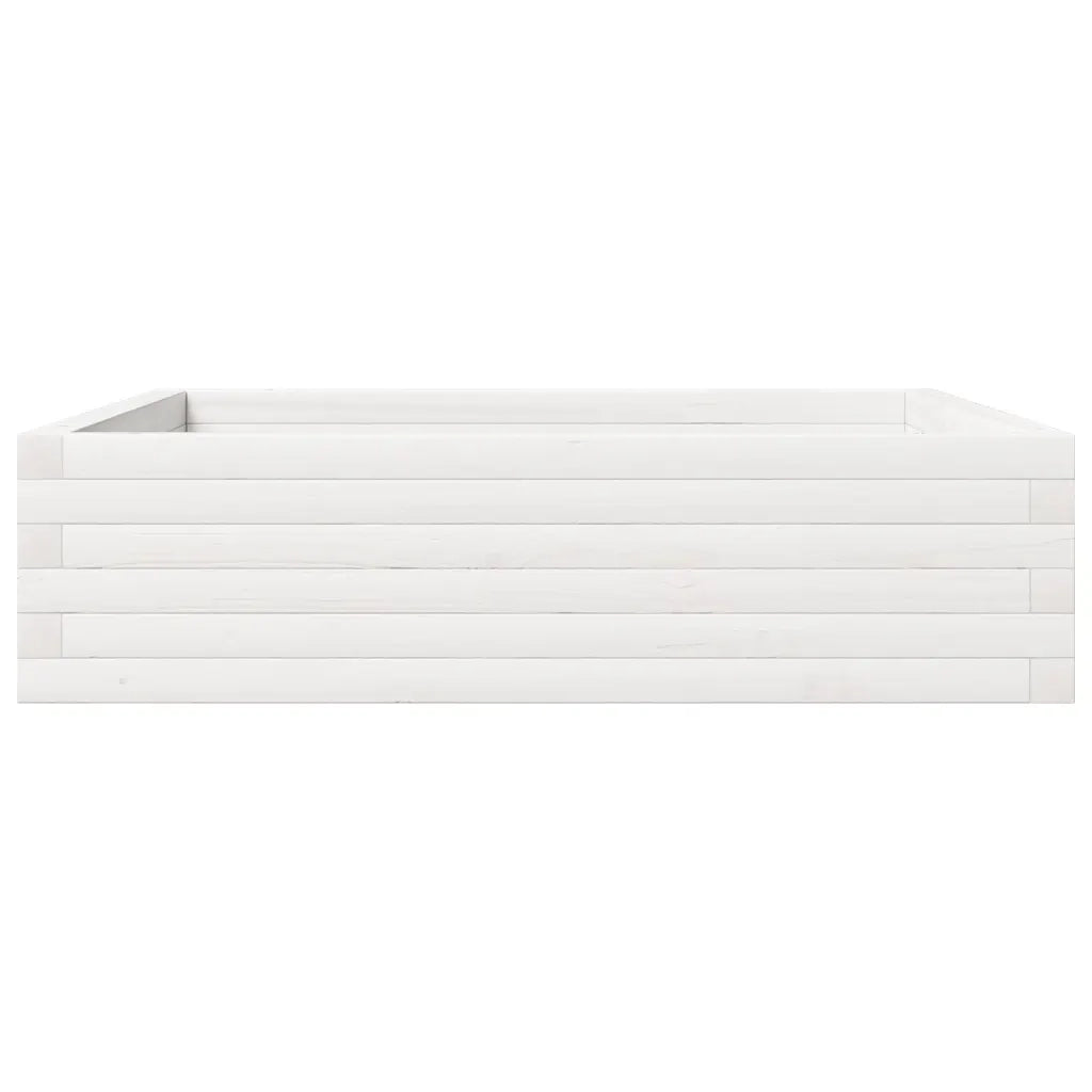 Fioriera da Giardino-Vaso da Esterno Bianca 90x90x23 cm Legno Massello di Pino