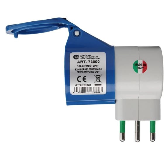 Adattatore Industriale con Spina 16A e Presa Cee 309 16A Blu 73000 Fanton