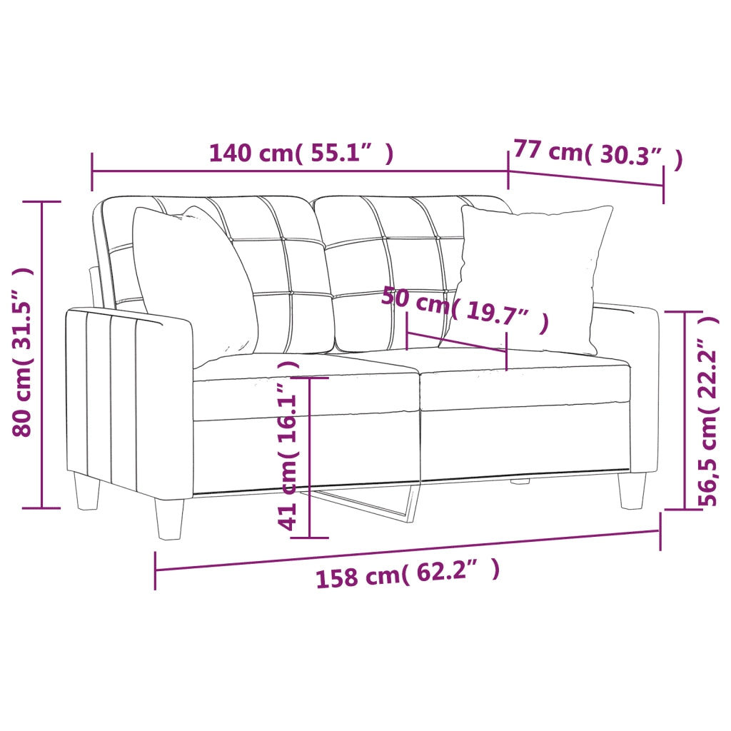 Divano a 2 Posti con Cuscini-Sofa 2 Posti con Cuscini Crema 140 cm in Similpelle 846513
