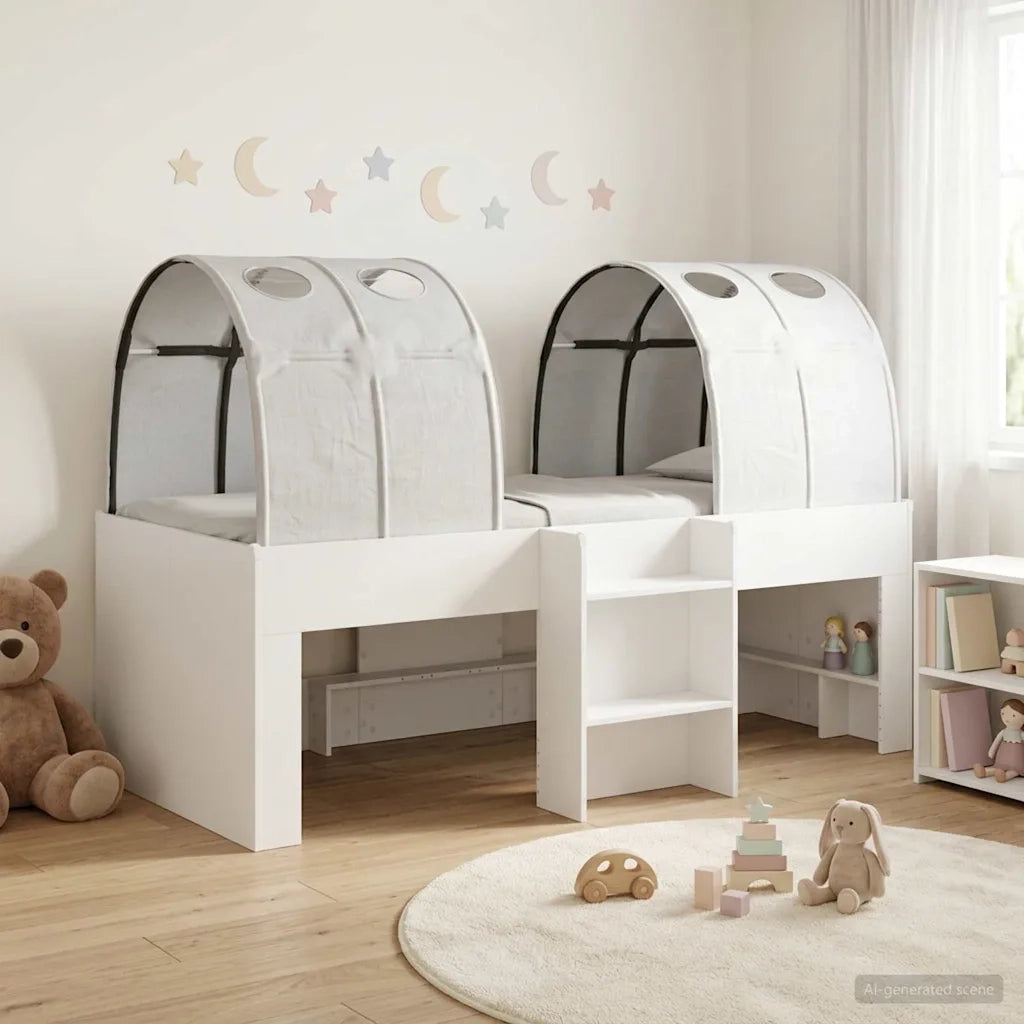 Letto con Tunnel 4 pcs Bianco Legno ingegnerizzato