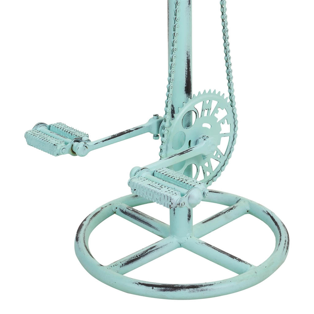 Sgabello in legno e metallo laccato turchese 40x40x73h cm