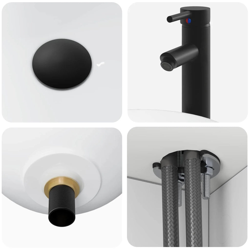 Set di mobili per il bagno 3 pz Bianco Lucido 3406087