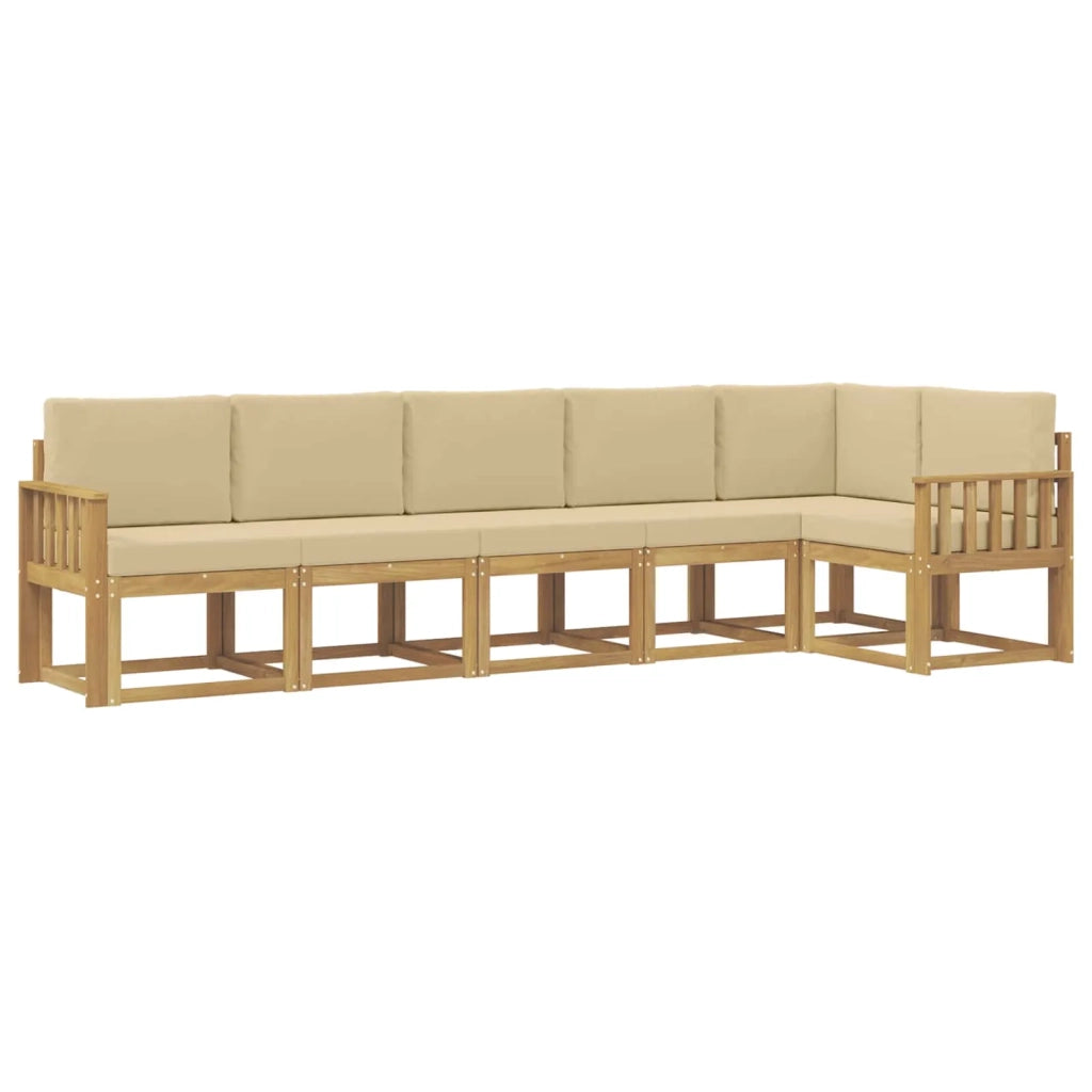 Set di divani da esterno 6 pz Bianco e Beige Poliestere 3387697