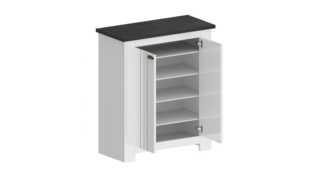 Scarpiera 2 Ante 84x42x100 cm Figo 2A Bianco Opaco/Report Grigio
