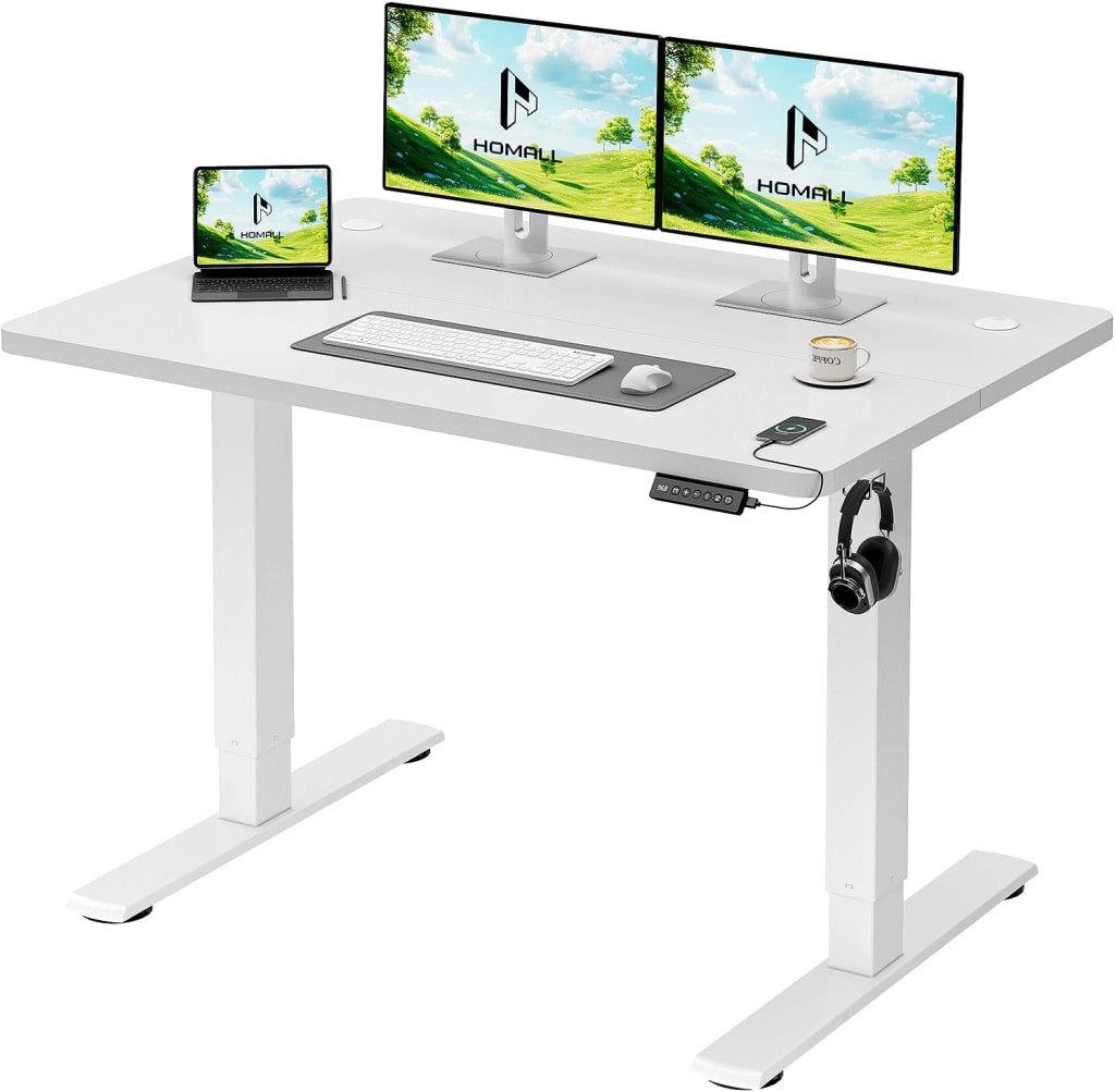 Scrivania Regolabile In Altezza Scrivania Elettrica Con Gestione dei cavi e porta di ricarica USB Altezza Regolabile 73-118 cm, 2 Altezze Di Memoria Scrivania Per Ufficio (Nero, 120x60cm)