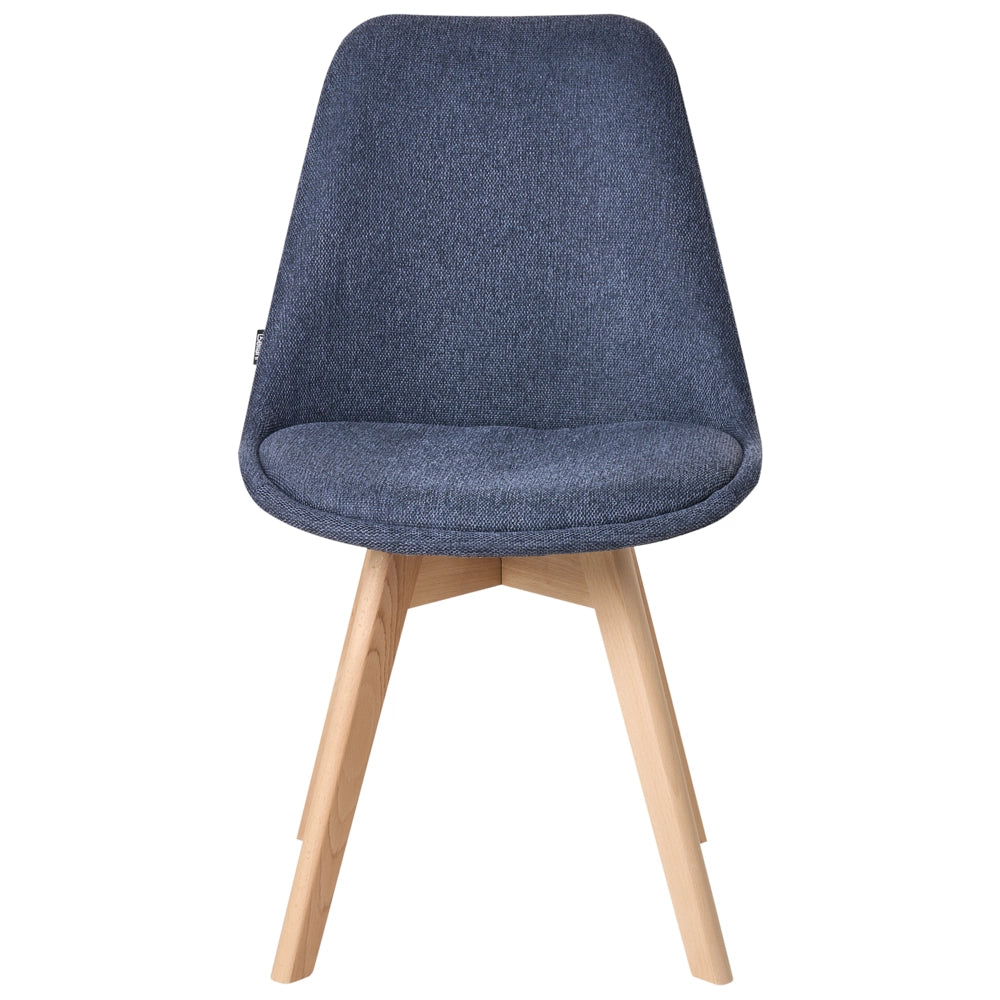 Set di 2 sedie da pranzo poliestere blu scuro gambe in legno soggiorno cucina stile moderno