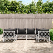 Set Salotto da Giardino 6 pz con Cuscini in Acciaio Biancocod mxl 87803