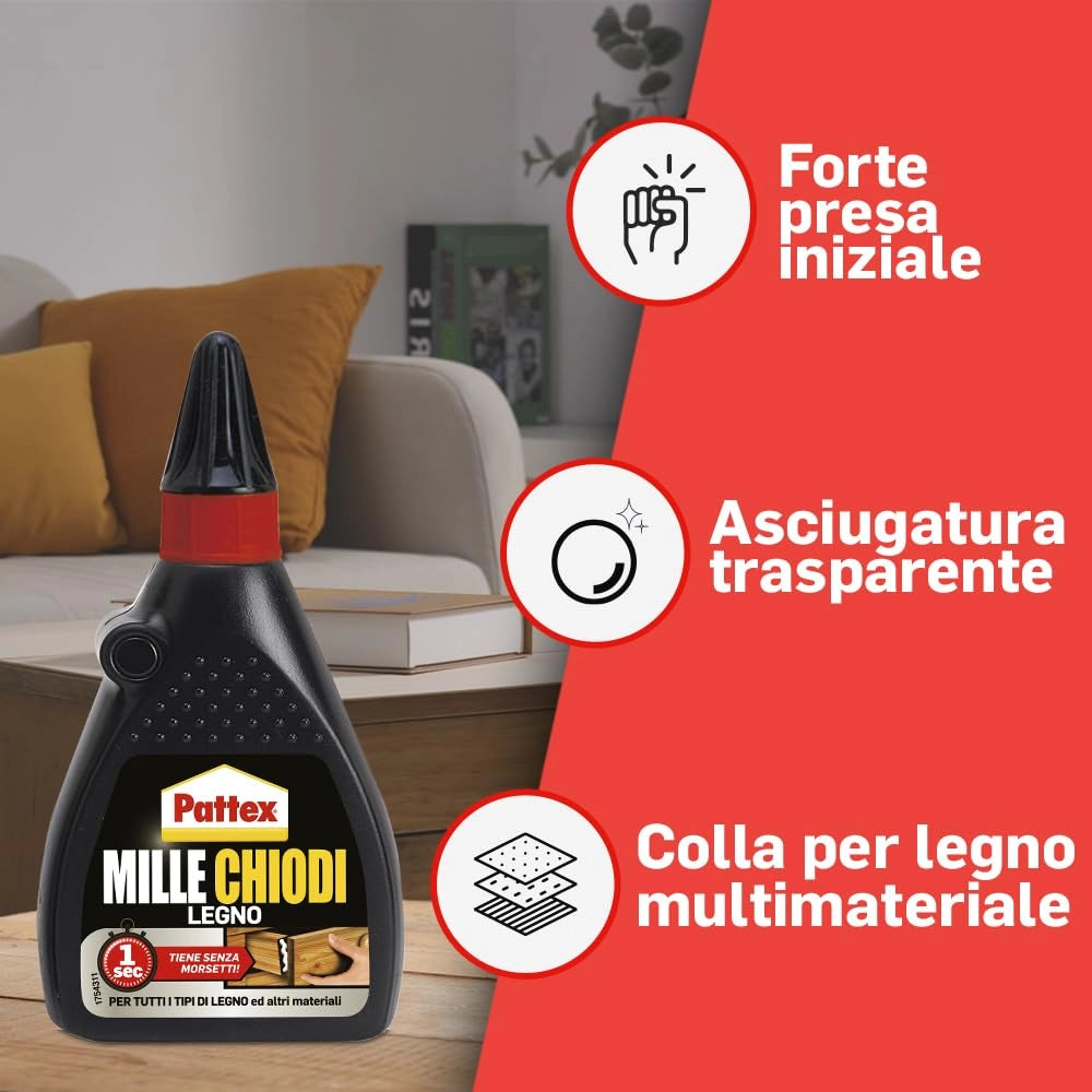 Adesivo Millechiodi Pattex Legno 100 gr