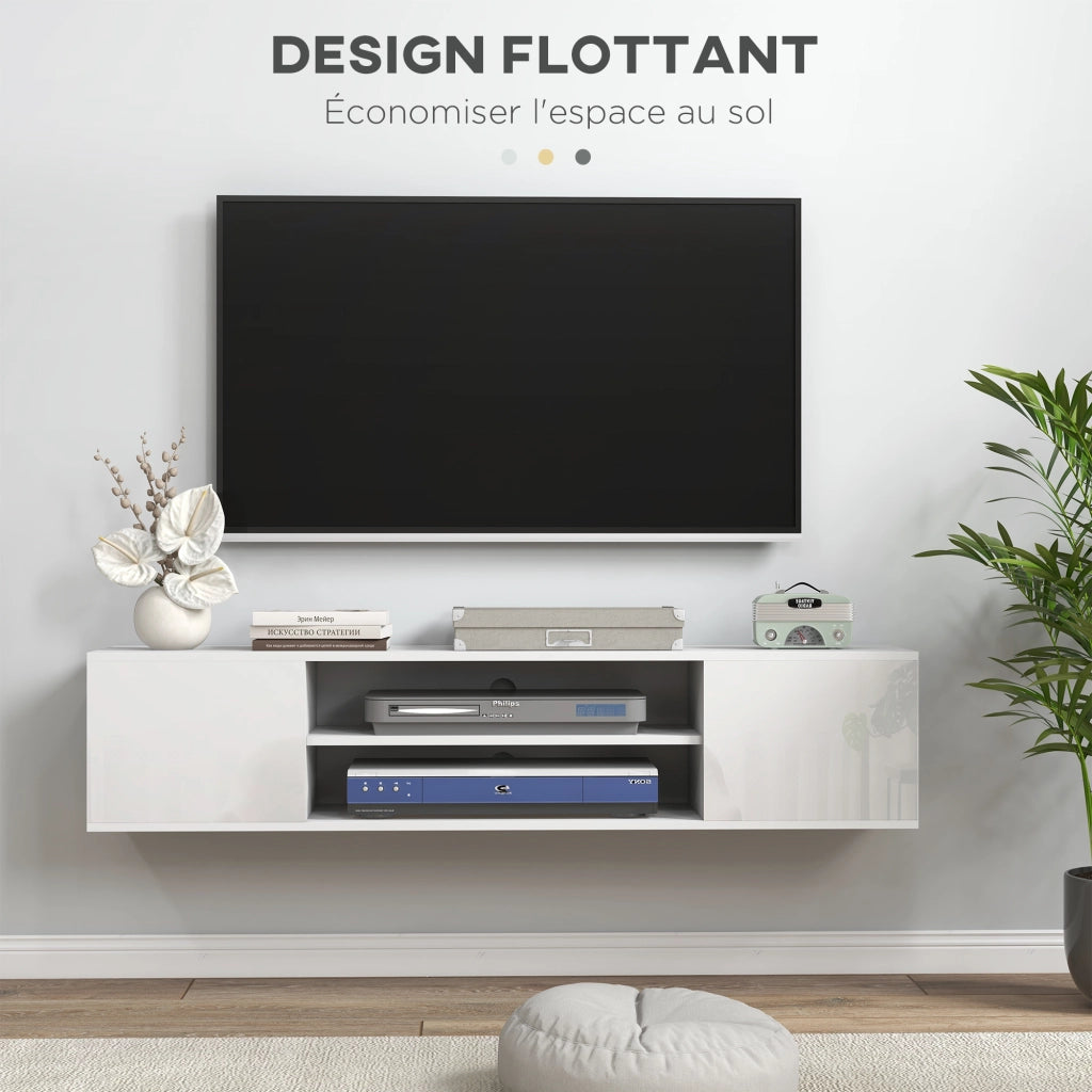 Mobile TV Muro Sospeso Contemporaneo ¨C Zephmum ¨C Bianco 140x30x30
