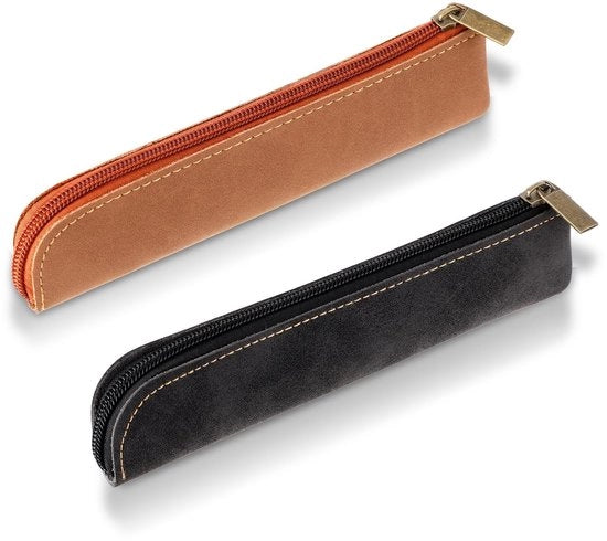 Etui Grande in Pelle Zoppa - Etui Nero - Etui Marrone - Etui per Ragazze/Ragazzi - Adatto per Scuola - Borsa in Pelle