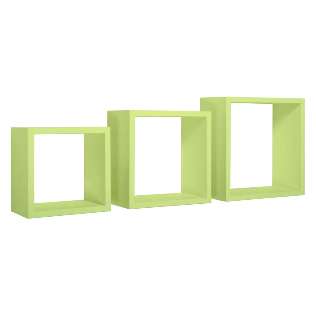 Mensole a cubo da parete set di 3 pz componibile colore Verde mod. InCubo