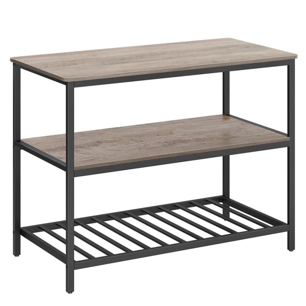 Scaffale portaoggetti da cucina a 3 ripiani con piano di lavoro struttura in acciaio robusto 120 x 60 x 90 cm facile da montare grigio 12_0005642