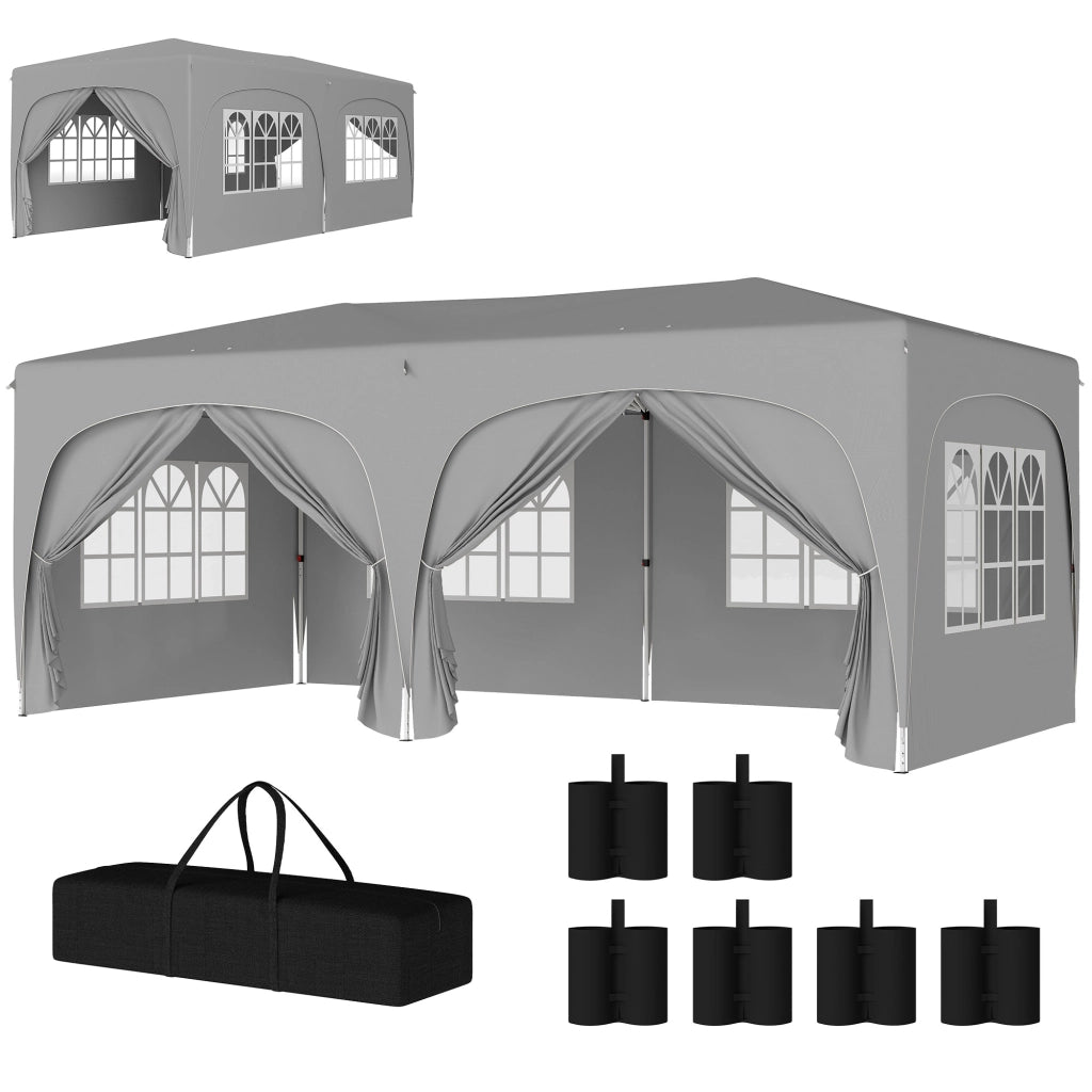 Tonnelle pliante 3x6m Pop Up ¨C zephmum ¨C Grigio chiaro