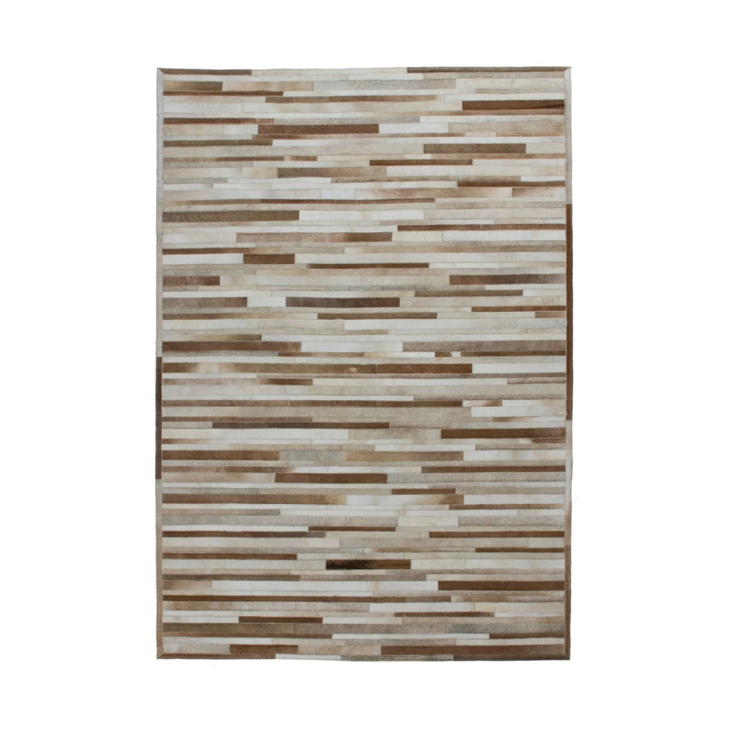 Tappeto patchwork in pelle Eclipse Crema 80x150 cm