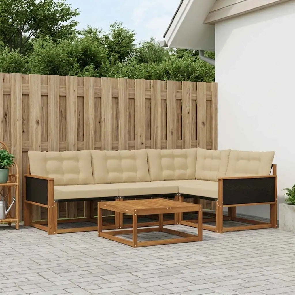 Set di divani da esterno con cuscino 5 pcs Naturale e Beige 3381401