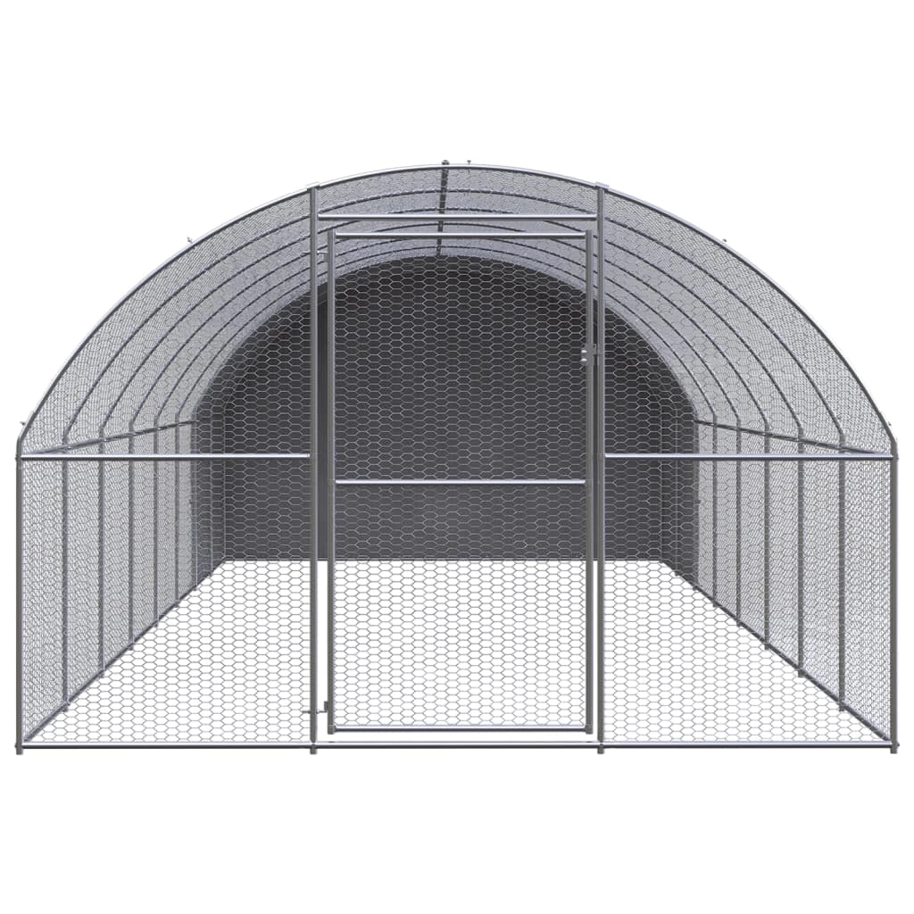 Pollaio/recinto/gabbia per polli da esterno 3 x 8 x 2 m acciaio zincato argento 02_0044016