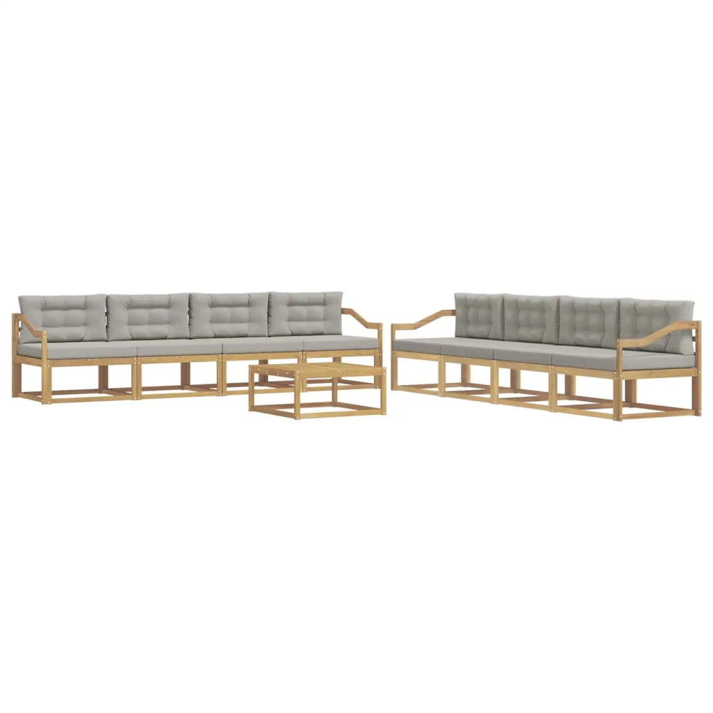 Set di divani da esterno 9 pz Bianco e Grigio Chiaro Poliestere 3386250