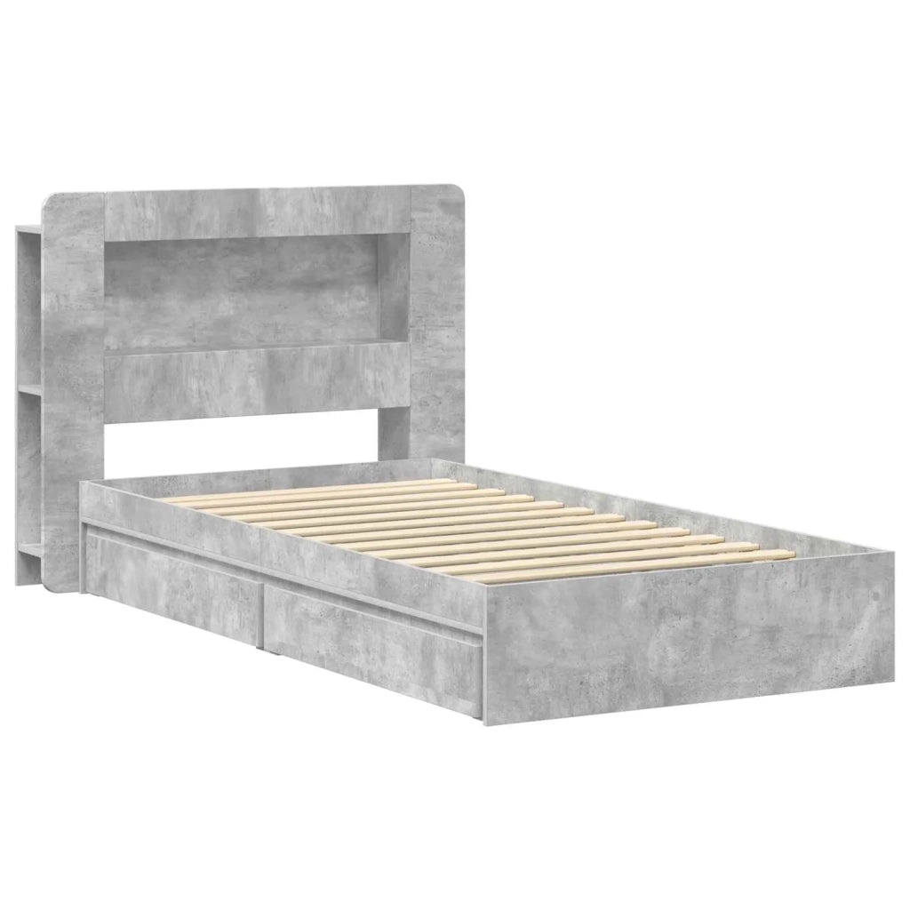 Telaio del letto con storage Grigio Cemento 75 x 190 cm