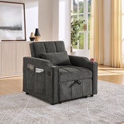 Fauteuil convertible 3 in 1 con funzione letto schienale regolabile a 3 posizioni USB e USB-C in tessuto grigio scuro