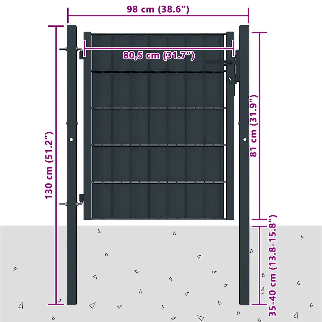 Cancello in PVC e Acciaio 100x81 cm Antracite