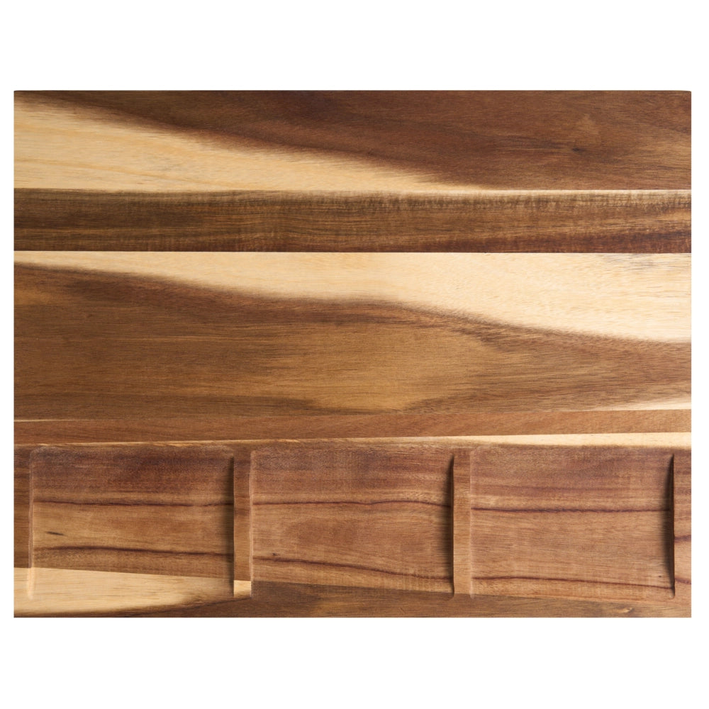 Tagliere in legno di acacia marrone con scomparti di separazione  Accessori da cucina