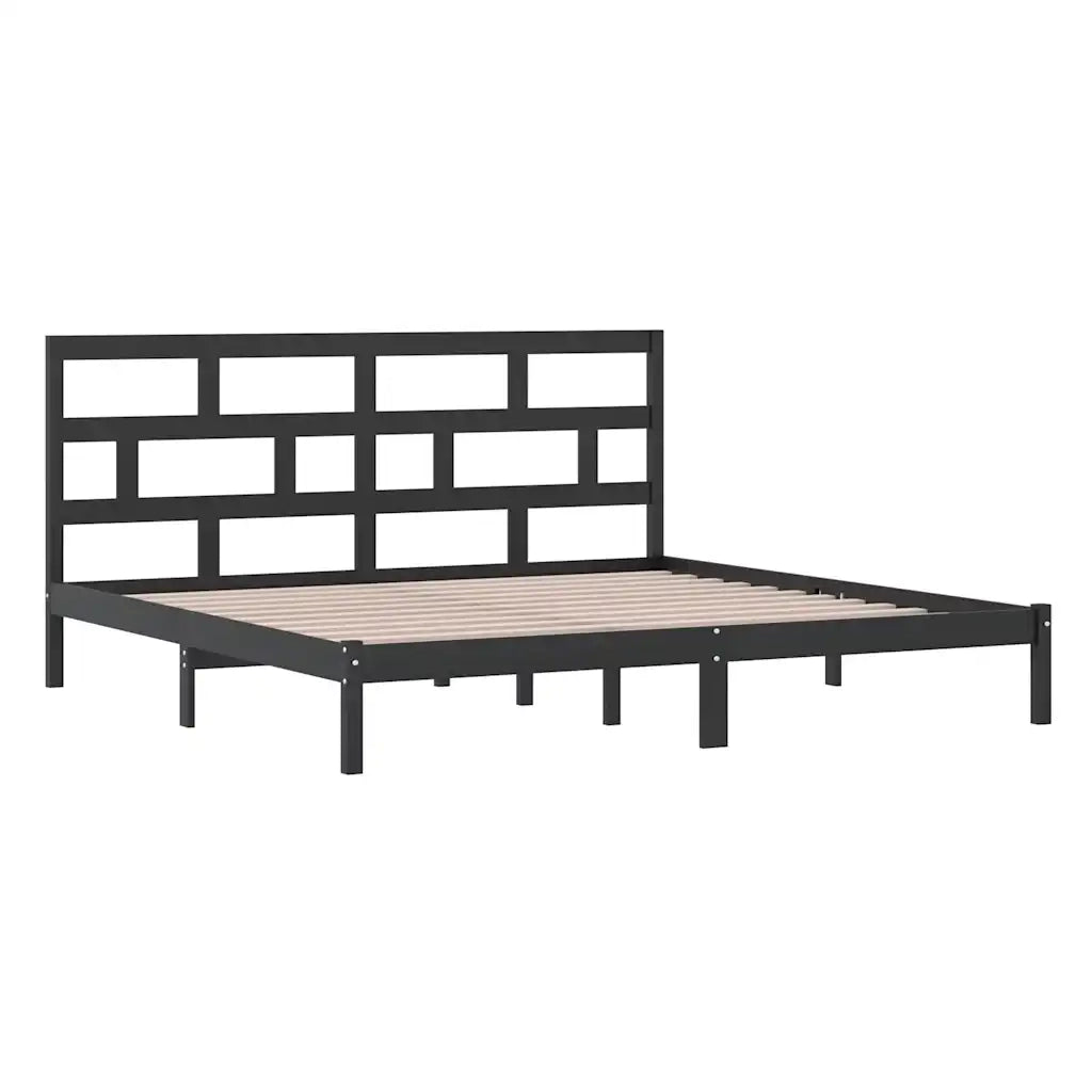 Giroletto Nero in Legno Massello di Pino 200x200 cm 3101242