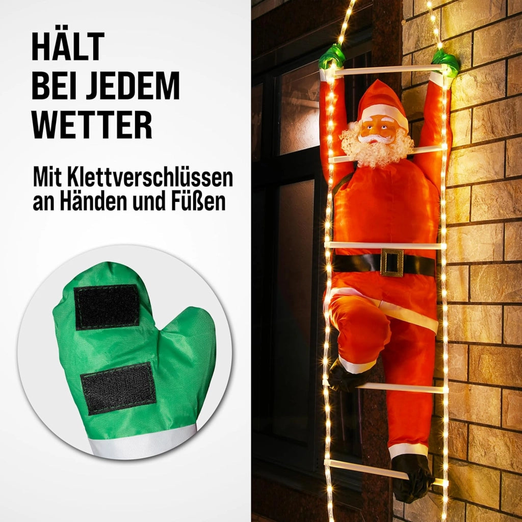 ® Babbo Natale con LED sulla Scala XXL 240cm Addobbi Natalizi Luminosi Interni ed Esterni Decorazioni Natalizie