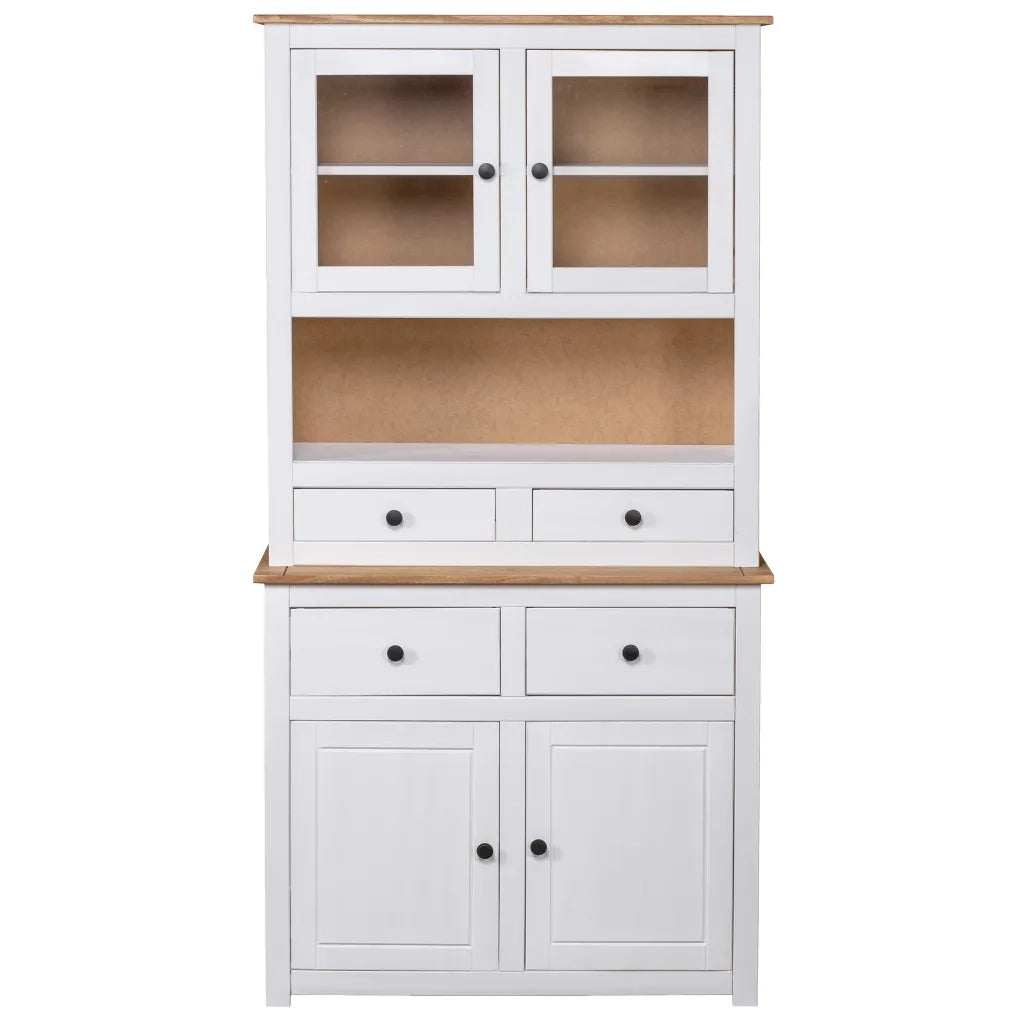 Credenza | Madia | Buffet da pranzo | Armadio da pranzo Bianca 93x40,5x180 cm in Legno Massello di Pino Panama