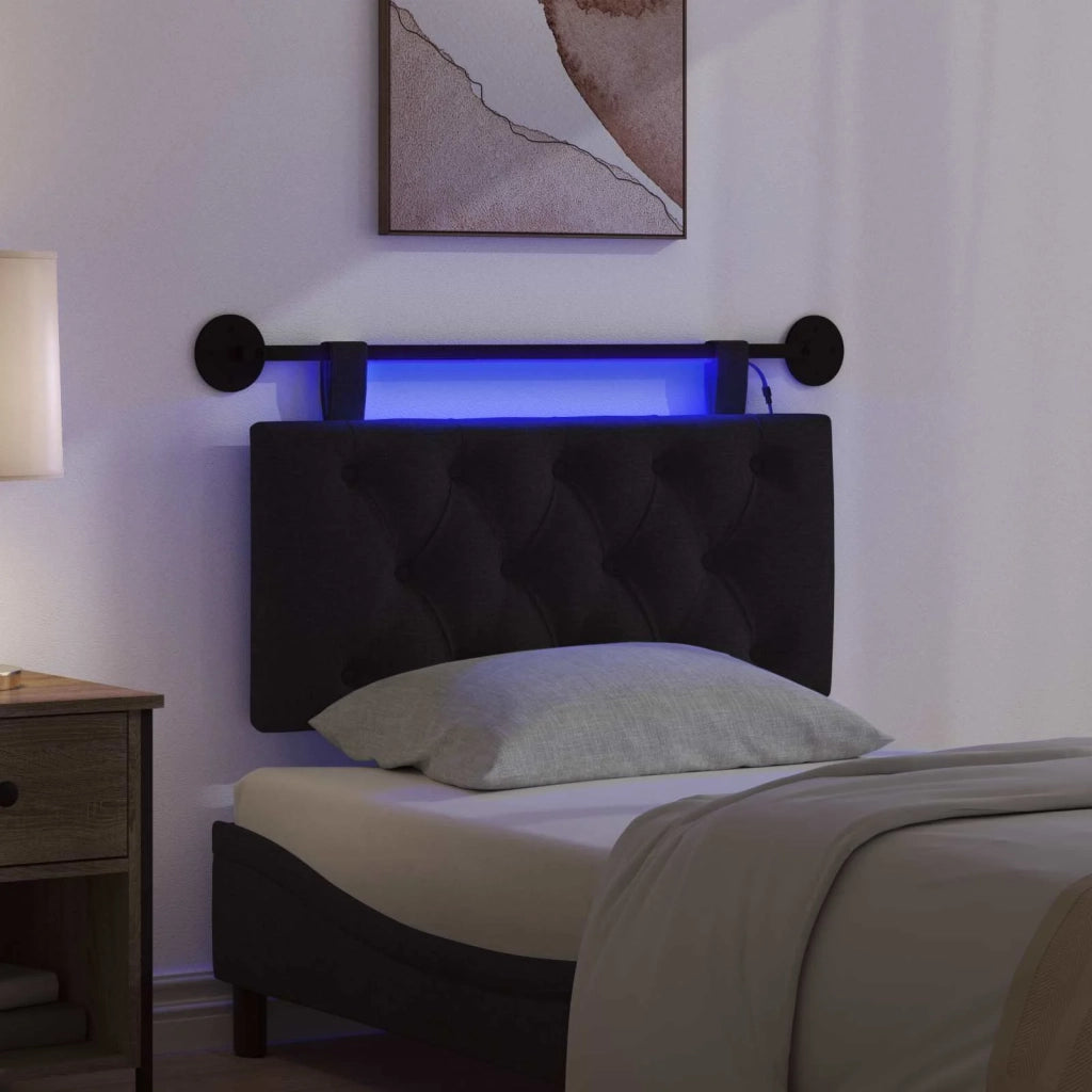 Testiera sospesa Con luce LED Nero Tessuto