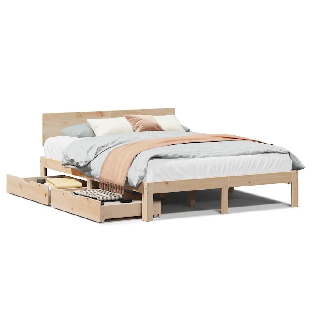 Giroletto con Cassetti-Struttura Letto con contenitore 120x200 cm in Legno Massello di Pino 478113
