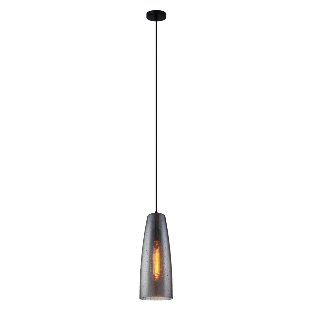 Lampada a sospensione Italux Tabby nera vetro Ø13,5 E27