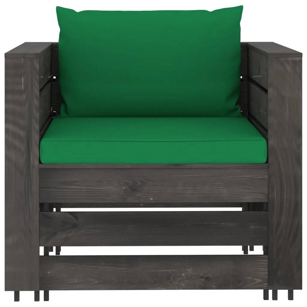 Set Divani da Giardino con Cuscini 2 pz Legno Impregnato Grigio cod mxl 43855