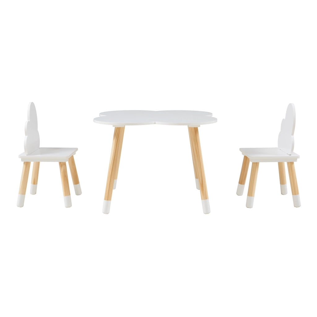 Set Epim di 3 Mobili per Cameretta Tavolino e 2 Sedie - Bianco / Naturale [en.casa]