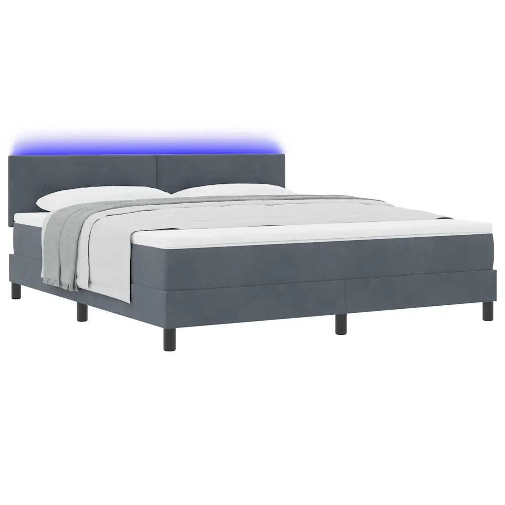Letto a Sorgente LED con led Grigio scuro 180 x 200 cm Velluto 3342669