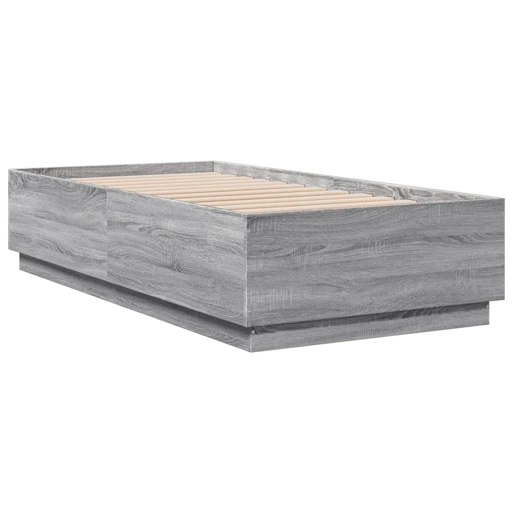 Giroletto Luci LED Grigio Sonoma 90x190 cm in Legno Multistrato