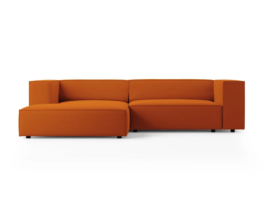 Cosmopolitan Design - Divano angolare sinistro "Arendal" 3 posti in velluto terracotta 