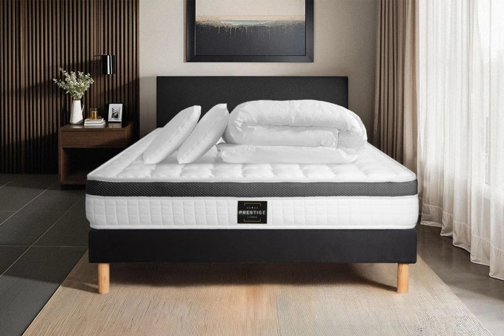 Pacchetto letto completo - Materasso 180x200cm + Box spring con doghe (kit) + 2 cuscini + Piumino - Superior