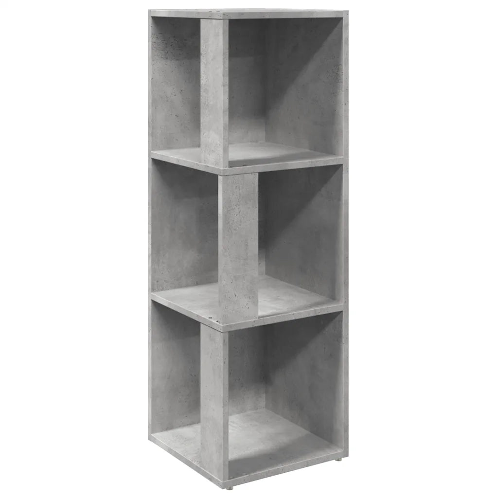 Elegante mobile angolare compatto 33 x 33 x 100 cm con 3 scomparti stile soggiorno legno composito grigio cemento 02_0047971