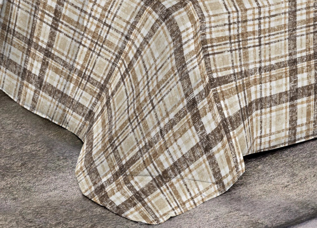 Trapunta Piumone Invernale Imbottita 300gr Microfibra Diadema Quadri - Piazza E Mezza - D9 Marrone