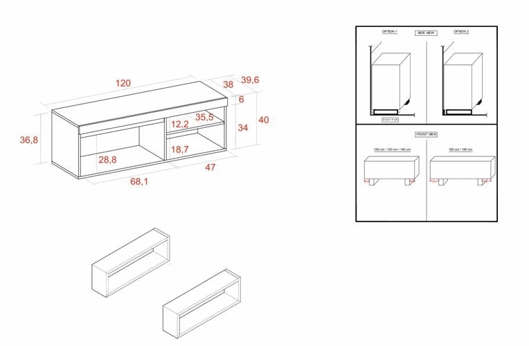 Set Naturale Sala da Pranzo, Mobile Ausiliario, Credenza-Mobile TV 120cm colore Rovere Nero Nordico RF988