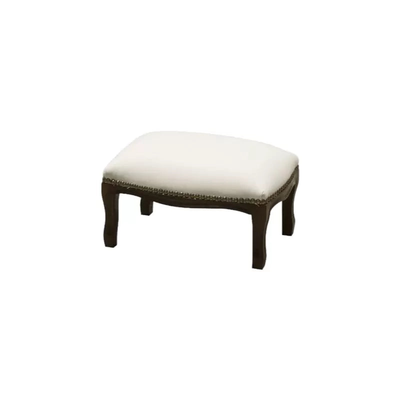 Poggiapiedi imbottito ecopelle bianca legno noce scuro 33x23x15 - Mobili 2G