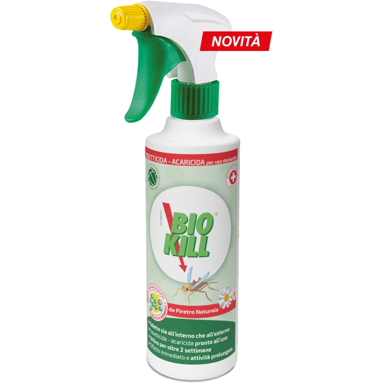 BIO KILL INSETTICIDA ACARICIDA DA PIRETRO NATURALE PRONTO ALL USO PER INTERNI EI